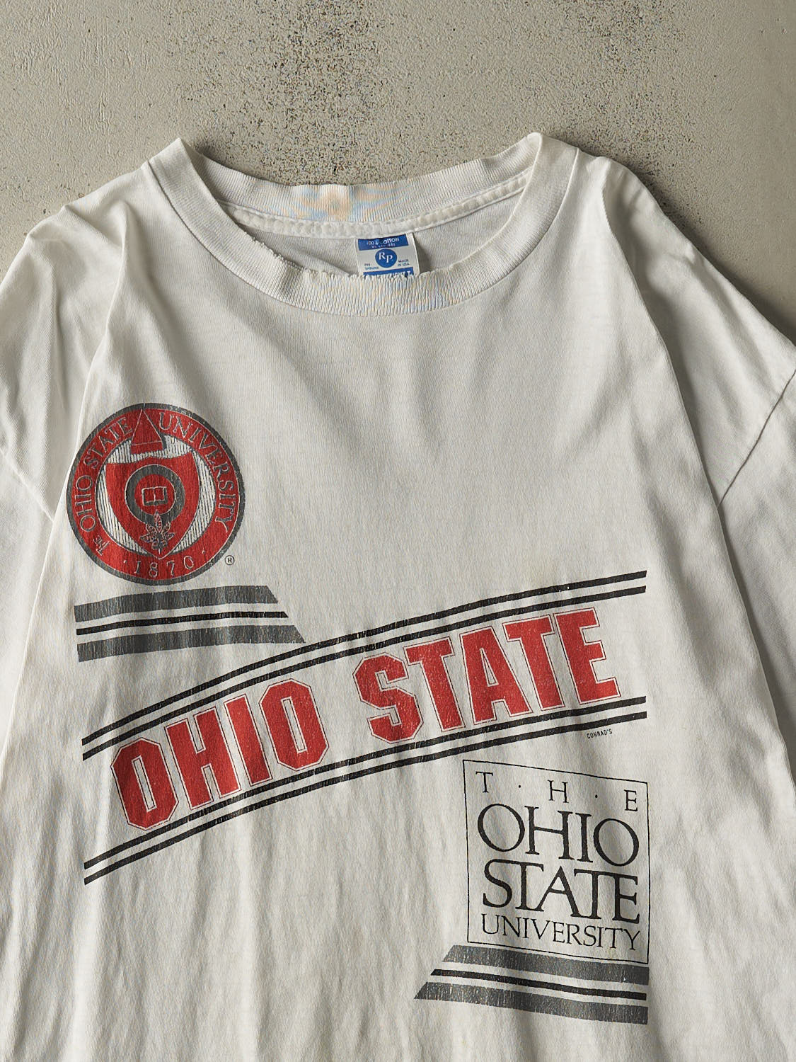 Vintage 90s White Ohio State Buckeyes Tee (L/XL)