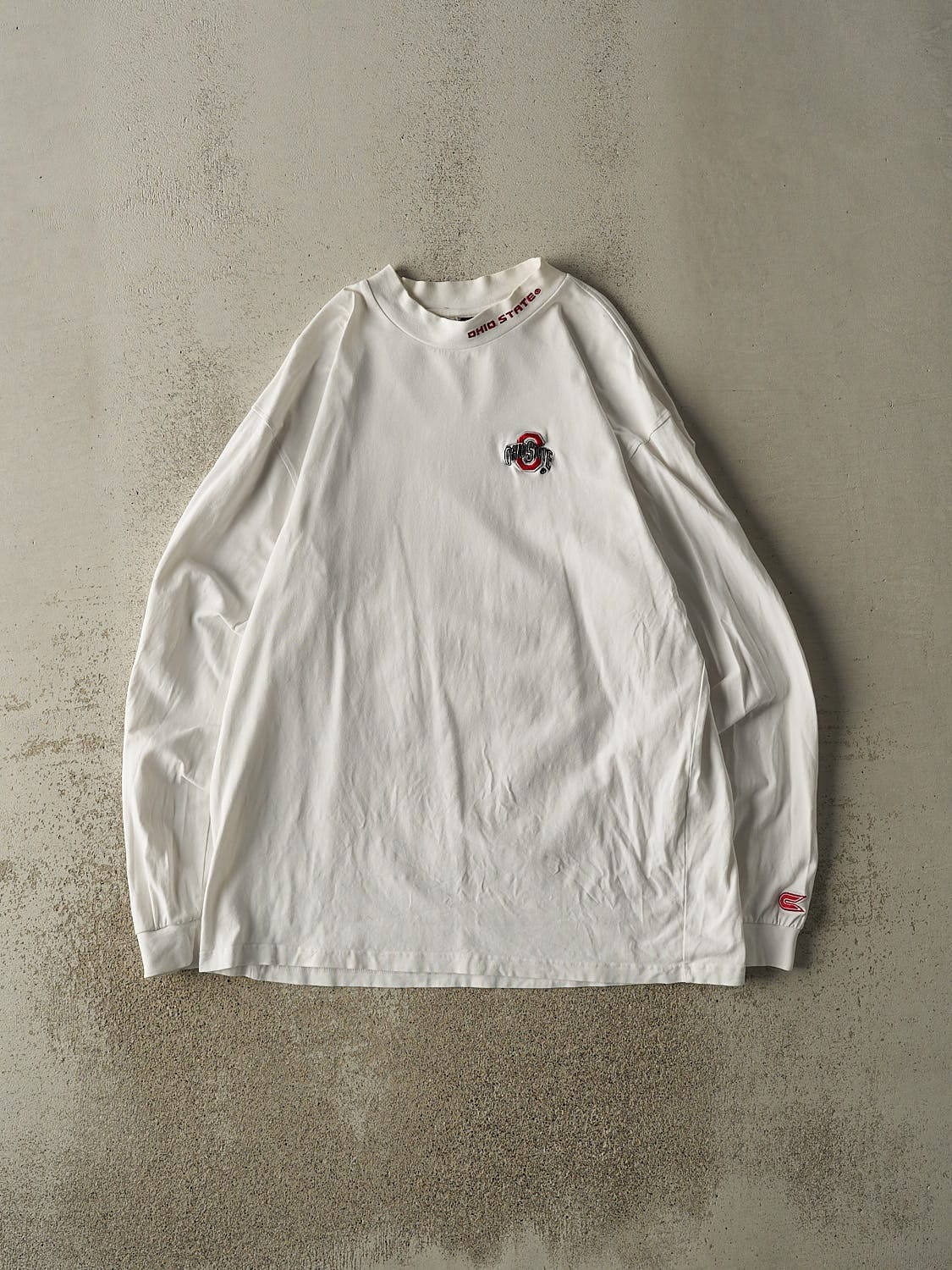 Vintage Y2K White Ohio State University Embroidered Mock Neck Long Sleeve (XL)