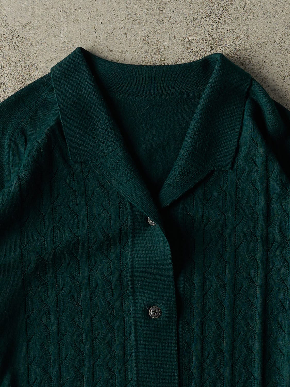 Vintage 70s Forest Green Knit Cardigan (XS/S)