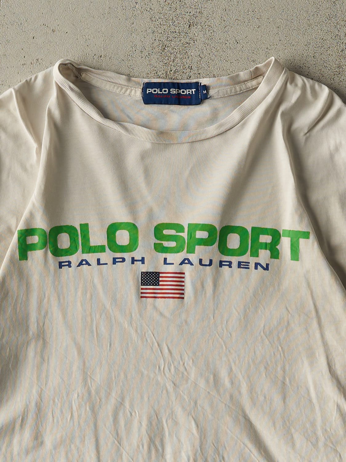 Vintage Y2K Beige Polo Sport Ralph Lauren Tee (M/L)