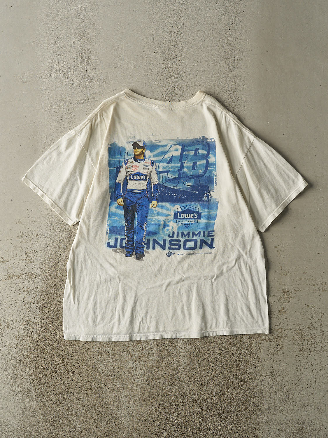 Vintage 10' White Jimmie Johnson Nascar Racing Tee (L/XL)