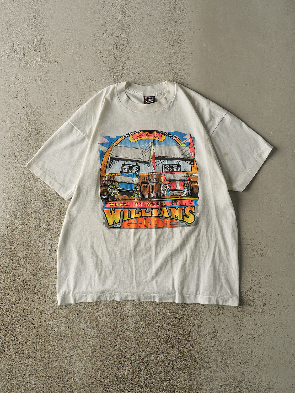 Vintage 93' White Williams Grove Single Stitch Racing Tee (L/XL)