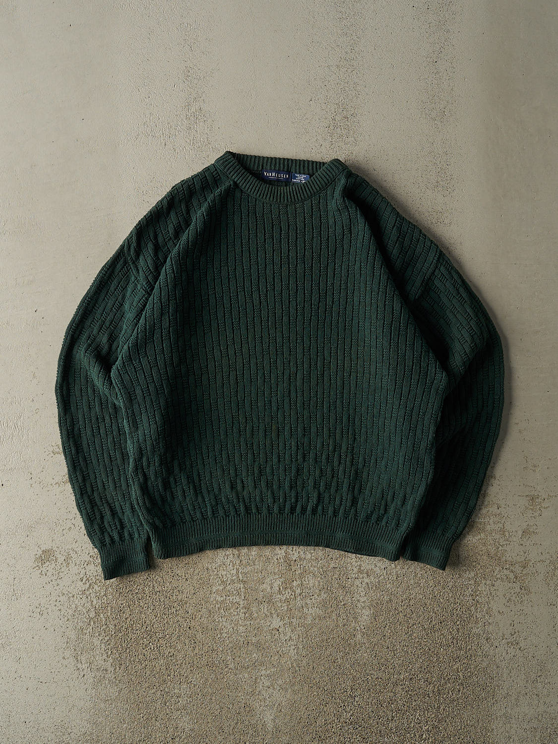 Vintage 90s Green Textured Knit (L/XL)