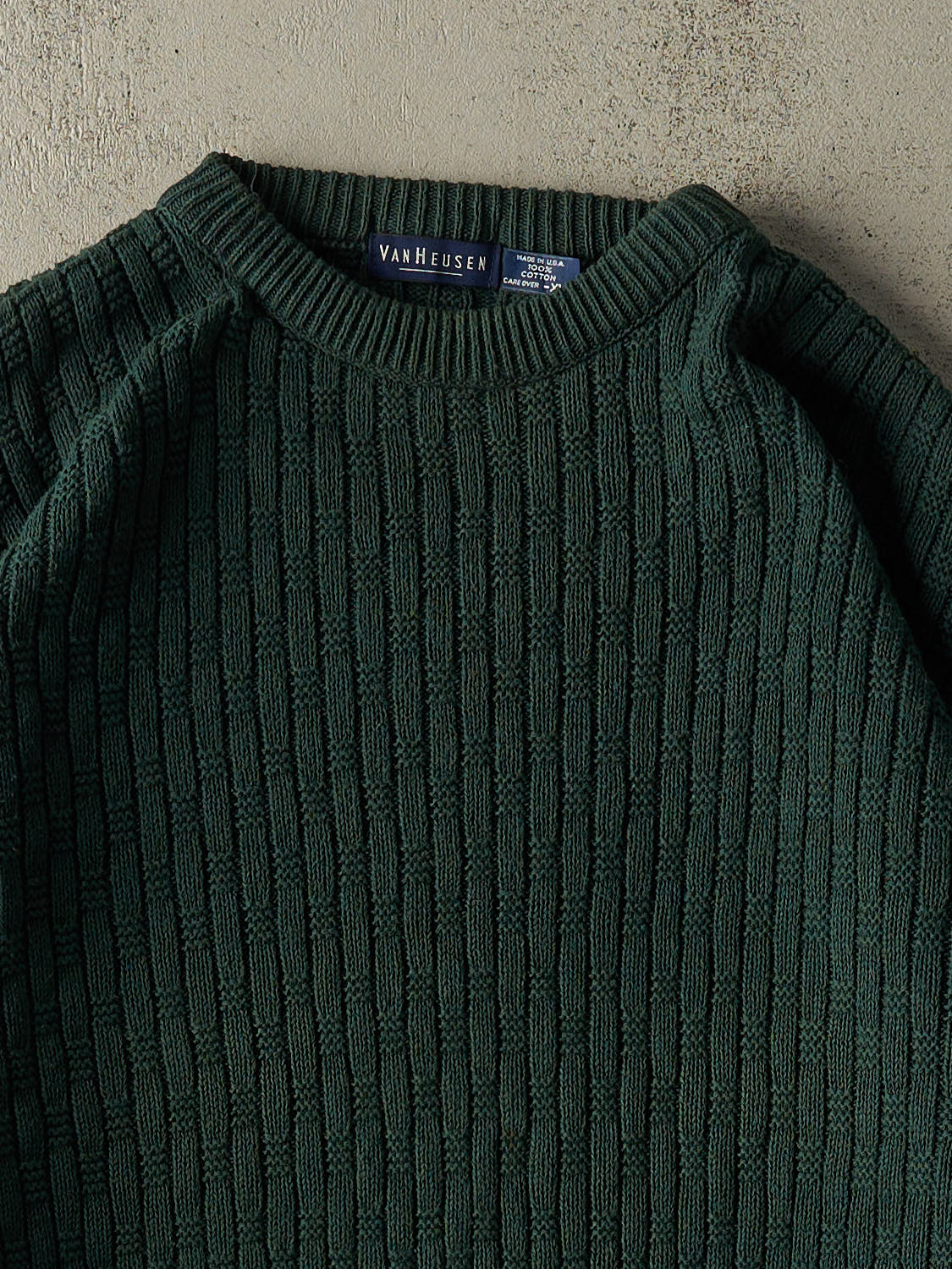 Vintage 90s Green Textured Knit (L/XL)