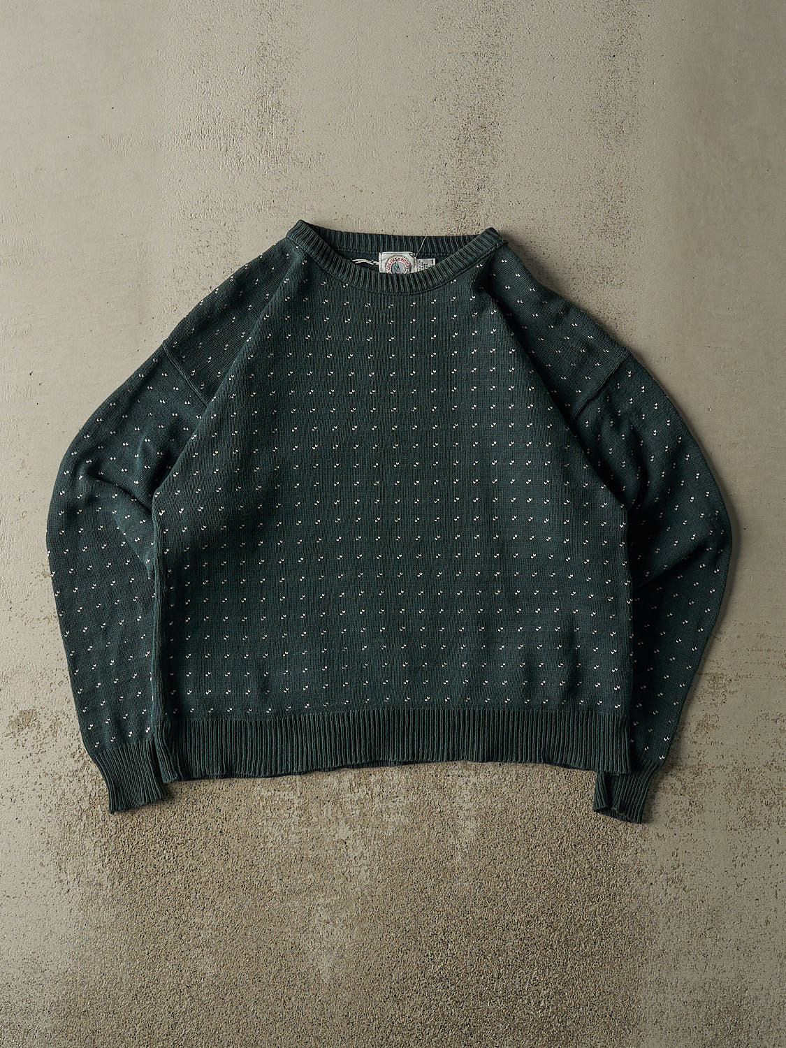 Vintage 80s Green Patterned Knit (L/XL)
