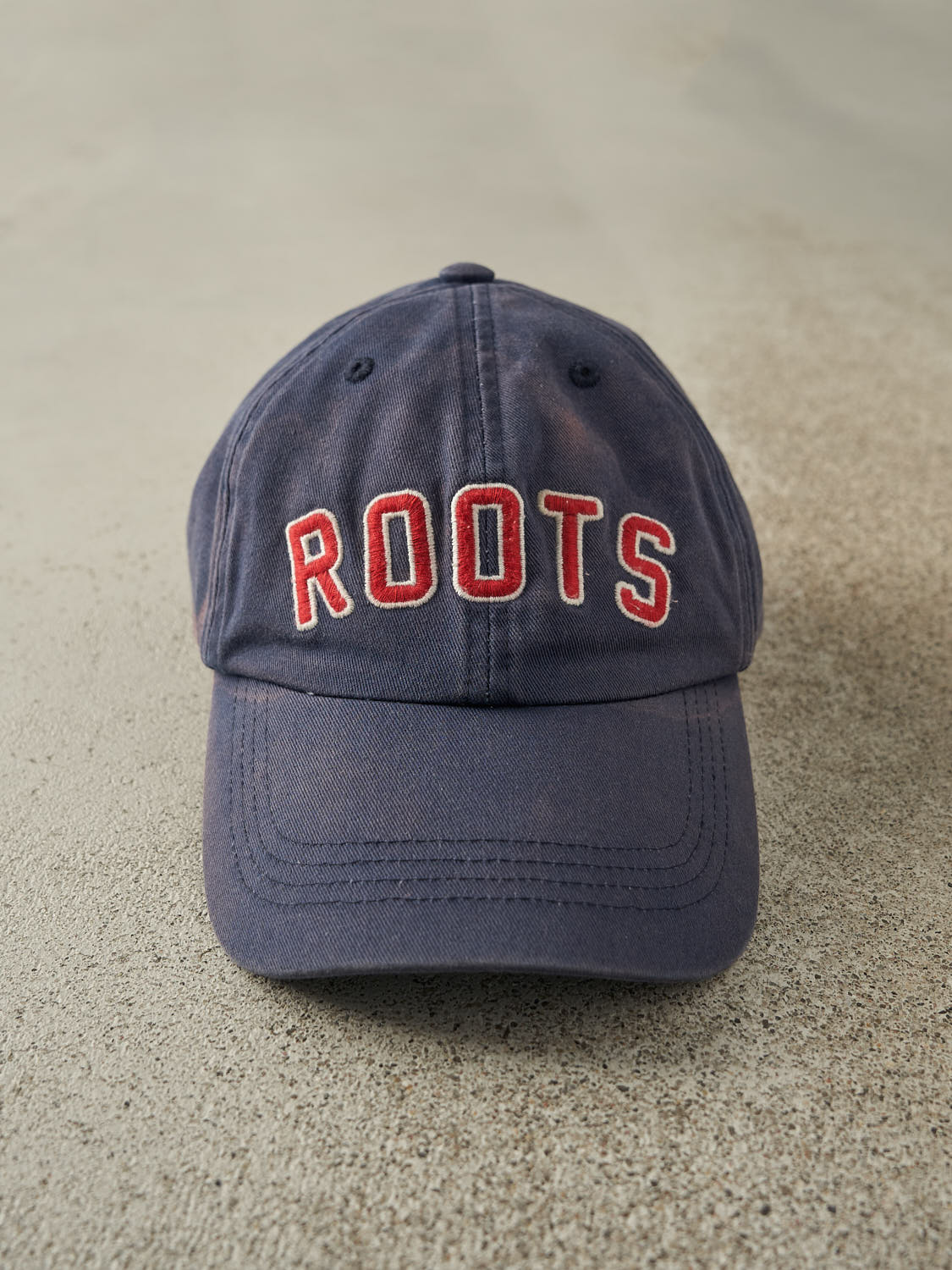Vintage 90s Sun Faded Navy Roots Embroidered Strapback (O/S)