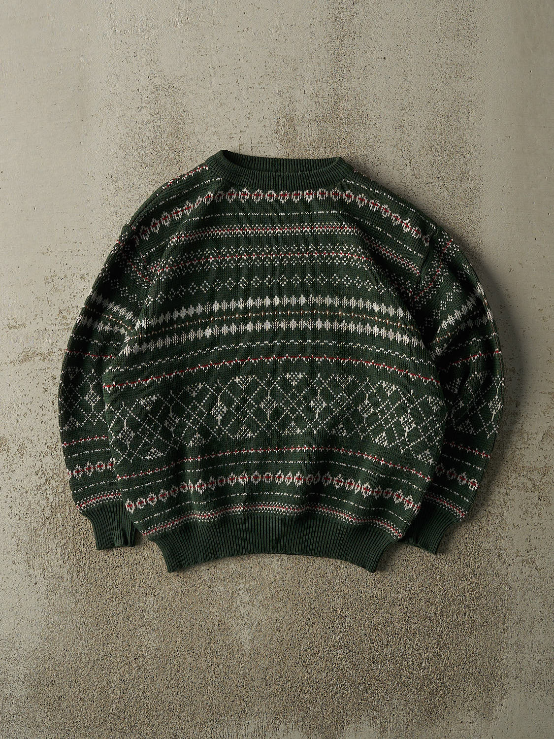 Vintage 90s Green Patterned Knit (S)