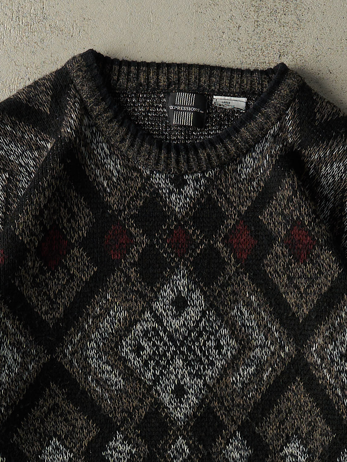 Vintage 90s Black Patterned Knit (L)