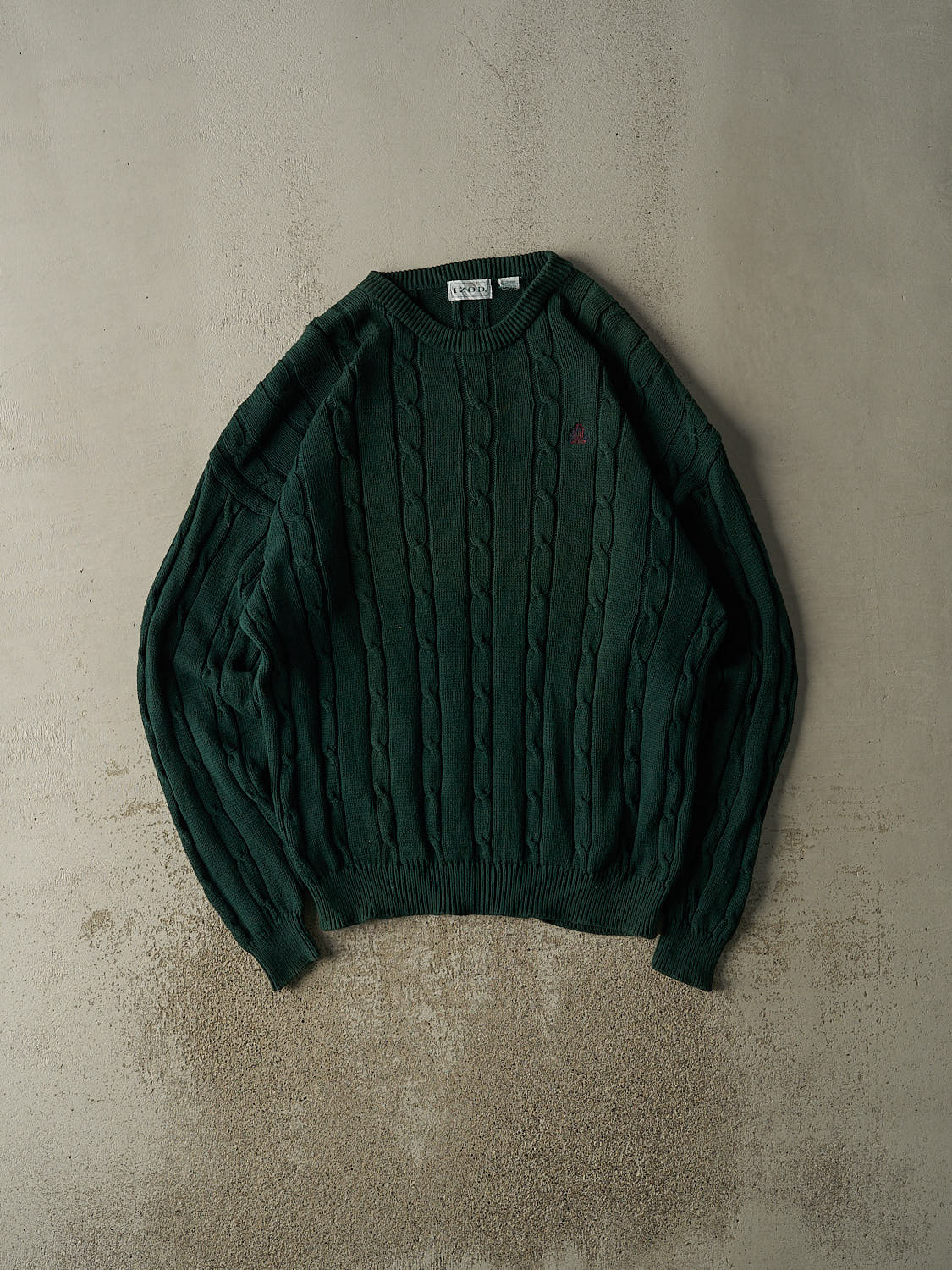 Vintage 90s Green Izod Embroidered Cable Knit (XXL)