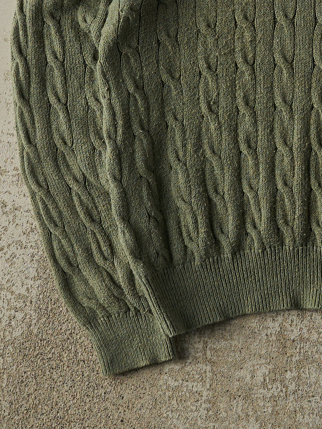 Vintage Y2K Sage Green Polo Quarter Zip Cable Knit (M/L)