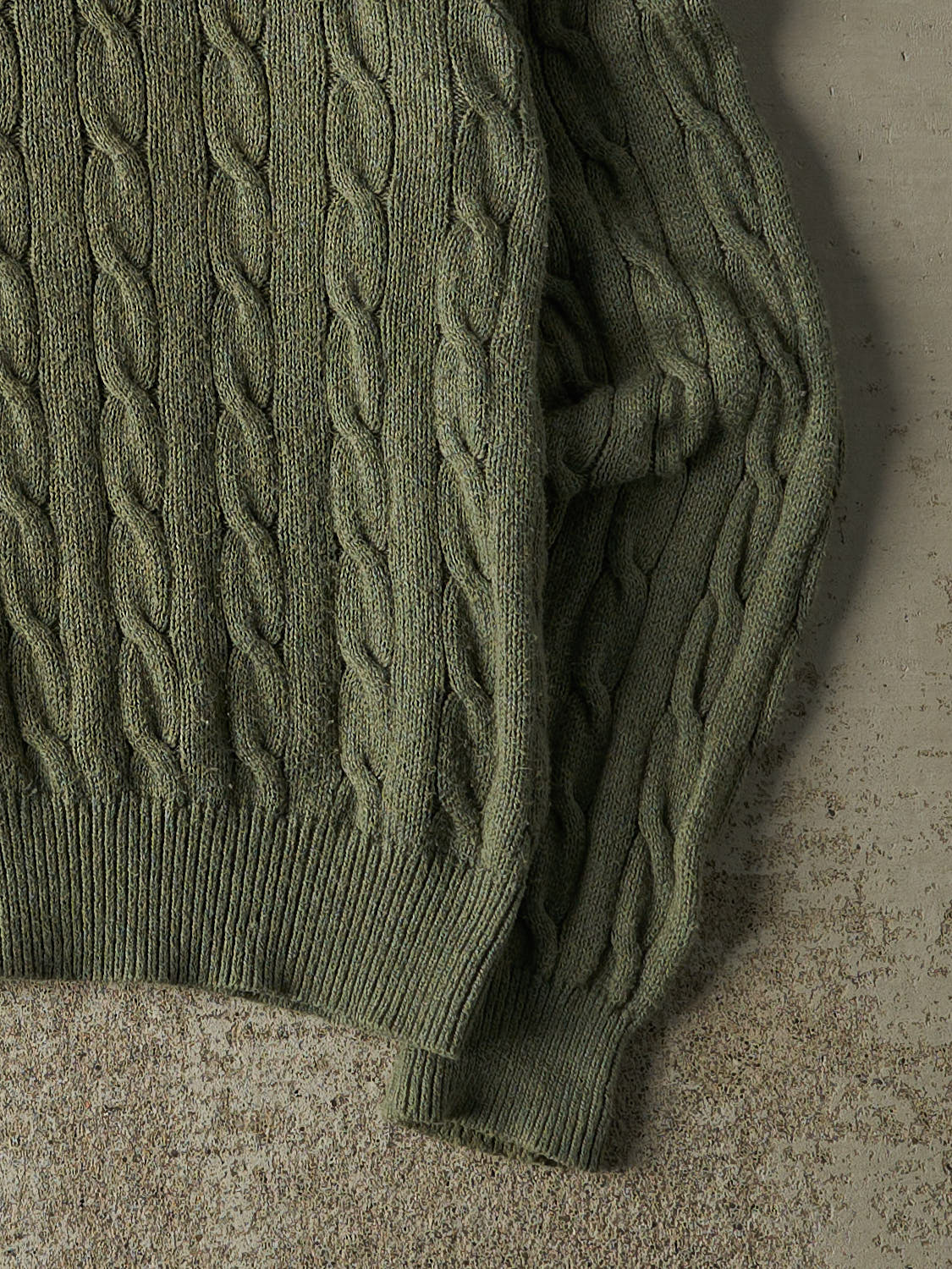 Vintage Y2K Sage Green Polo Quarter Zip Cable Knit (M/L)