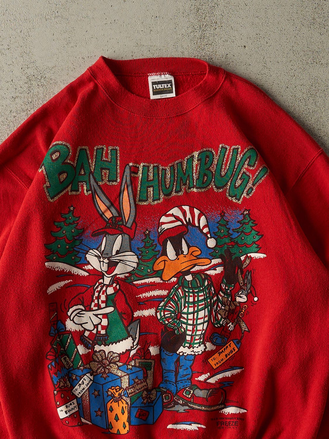 Vintage 94' Red Looney Tunes "Bah Humbug" Crewneck (M/L)
