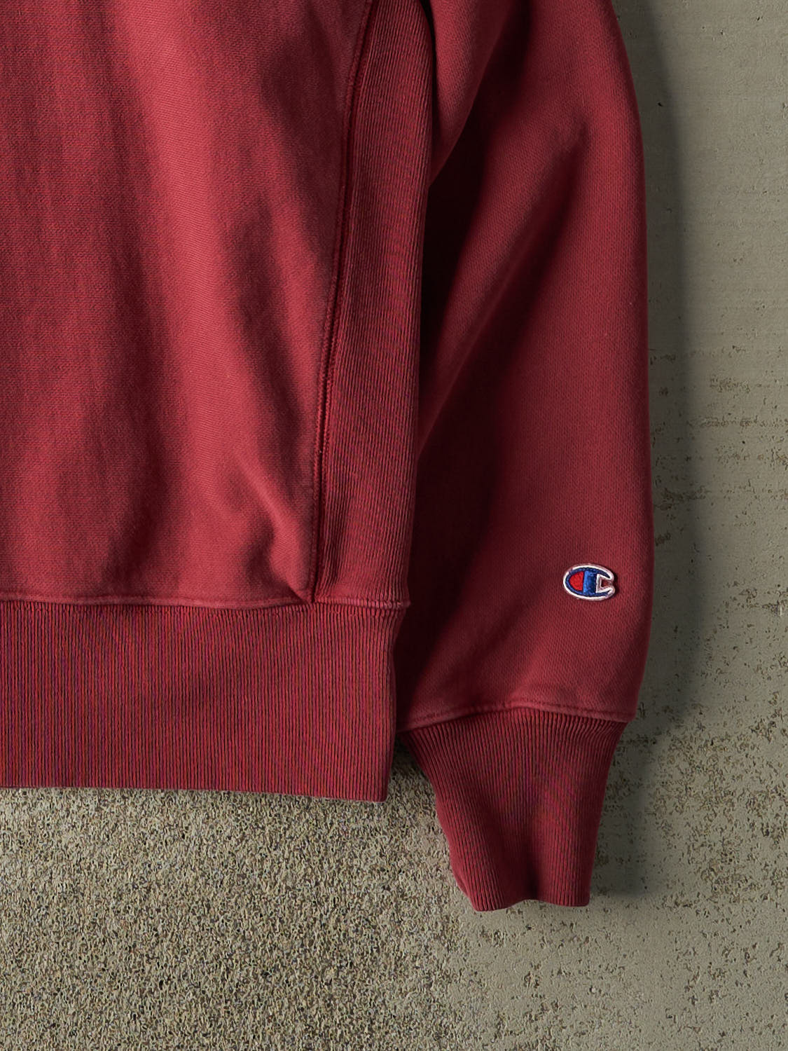 Vintage 90s Sun Faded Red Champion Embroidered Logo Crewneck (XXL/XXXL)