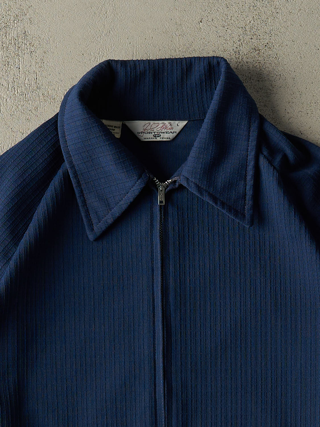 Vintage 70s Navy Blue Lightweight Zip Up Jacket (S/M)