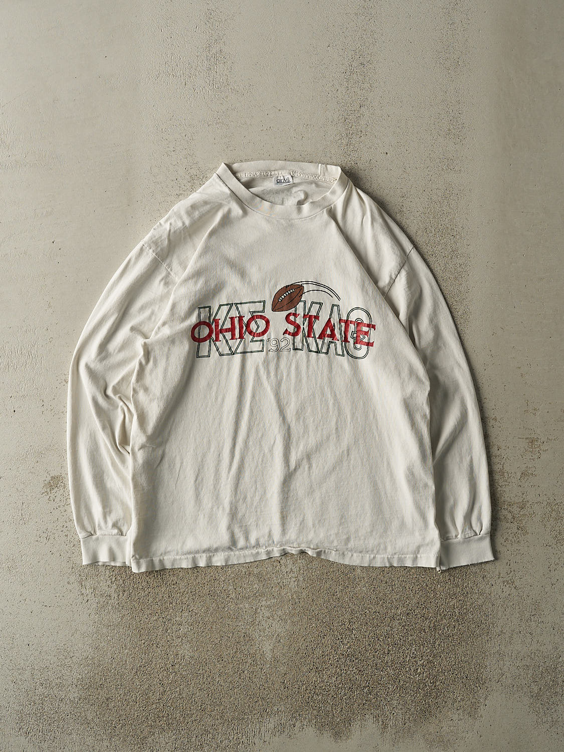 Vintage 92' White Ohio State Football Long Sleeve (L/XL)