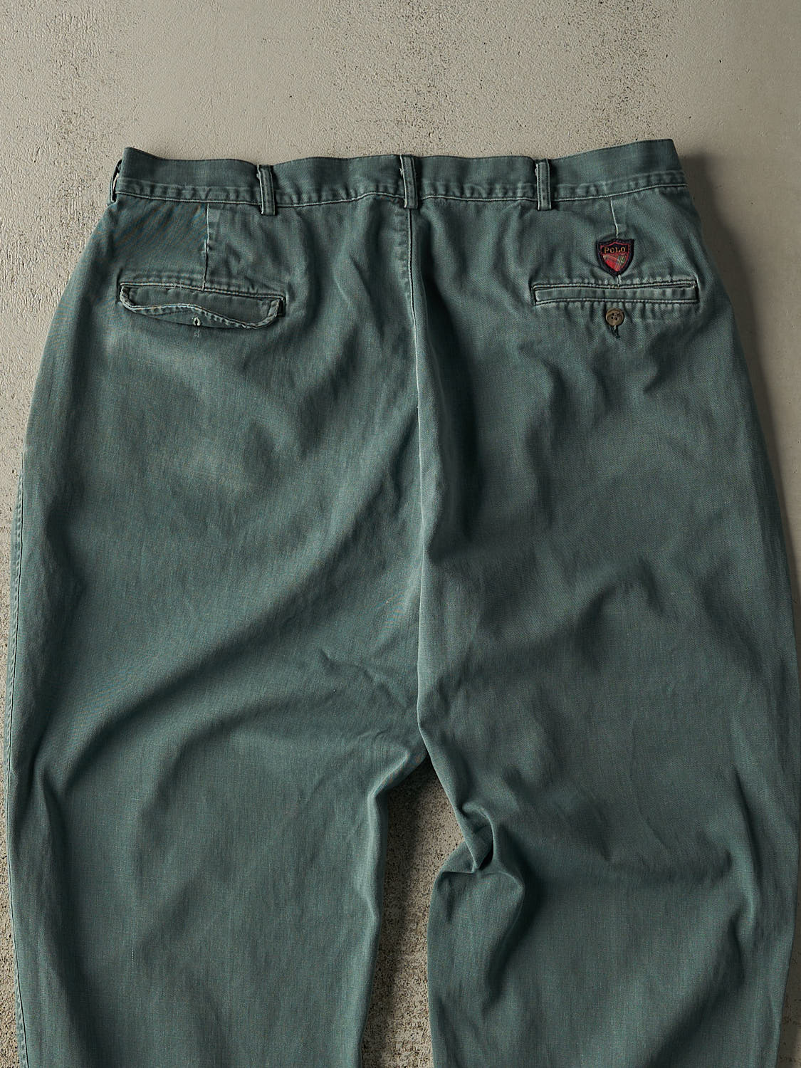 Vintage 90s Washed Green Polo Pleated Pants (36x31.5)