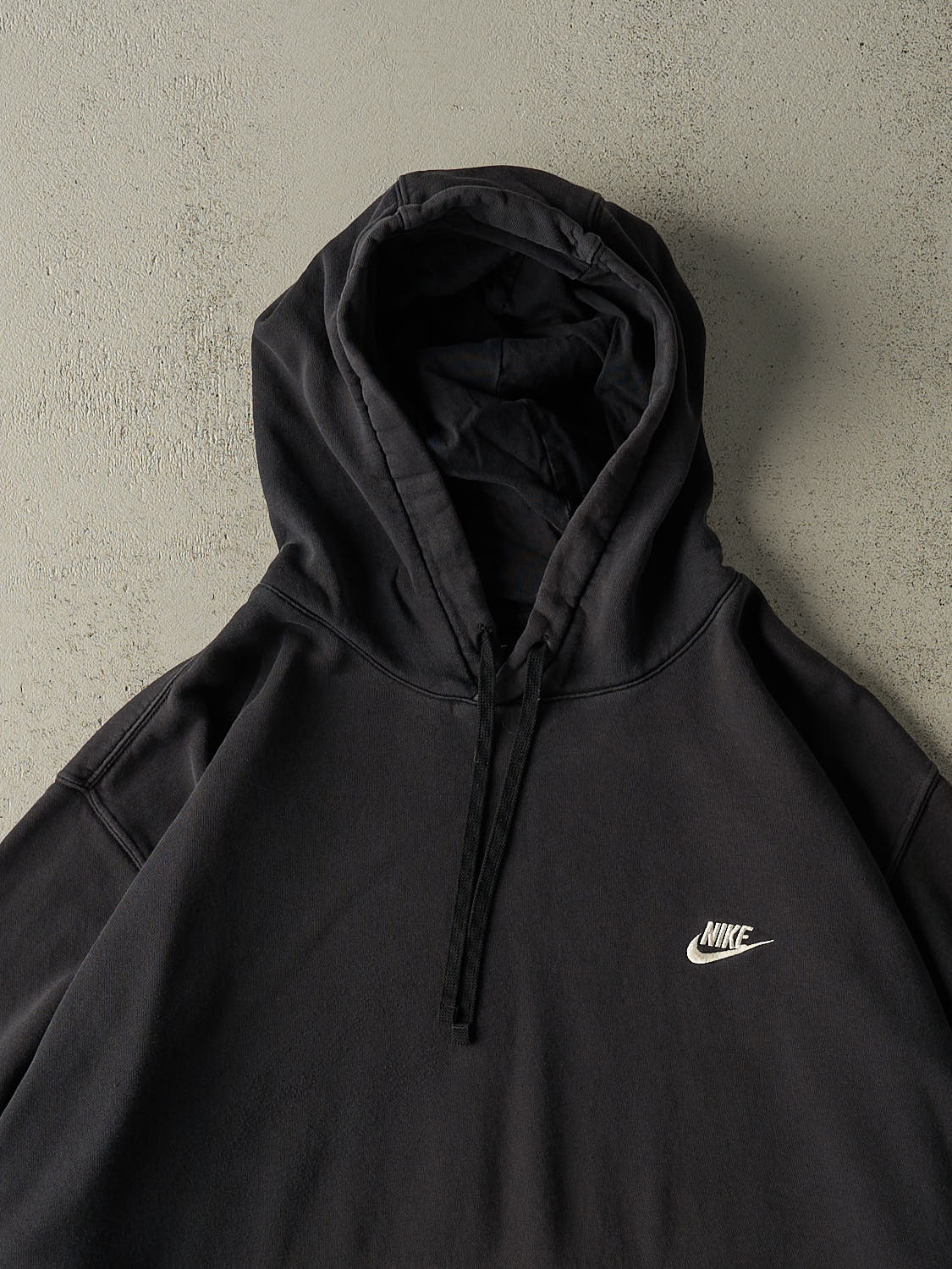 Vintage Y2K Faded Black Nike Embroidered Hoodie (XXXL)