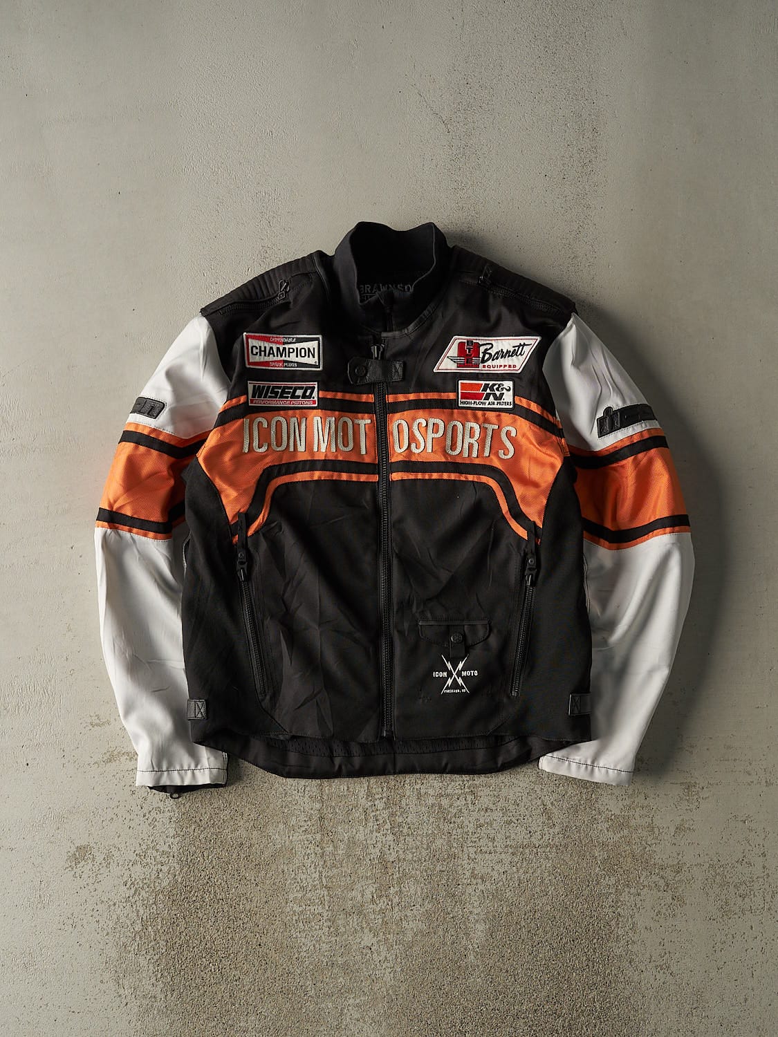 Vintage Y2K Black Icon Motor Sports Racing Jacket (XL)