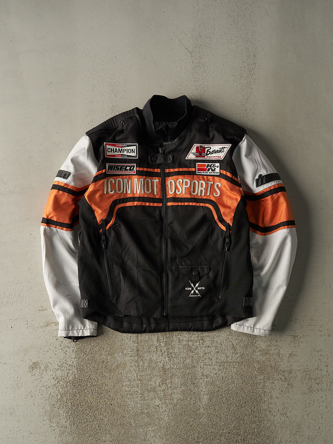 Vintage Y2K Black Icon Motor Sports Racing Jacket (XL)