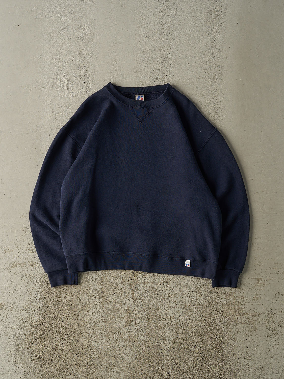 Vintage Y2K Navy Blue Russell Athletic Blank Crewneck (M)