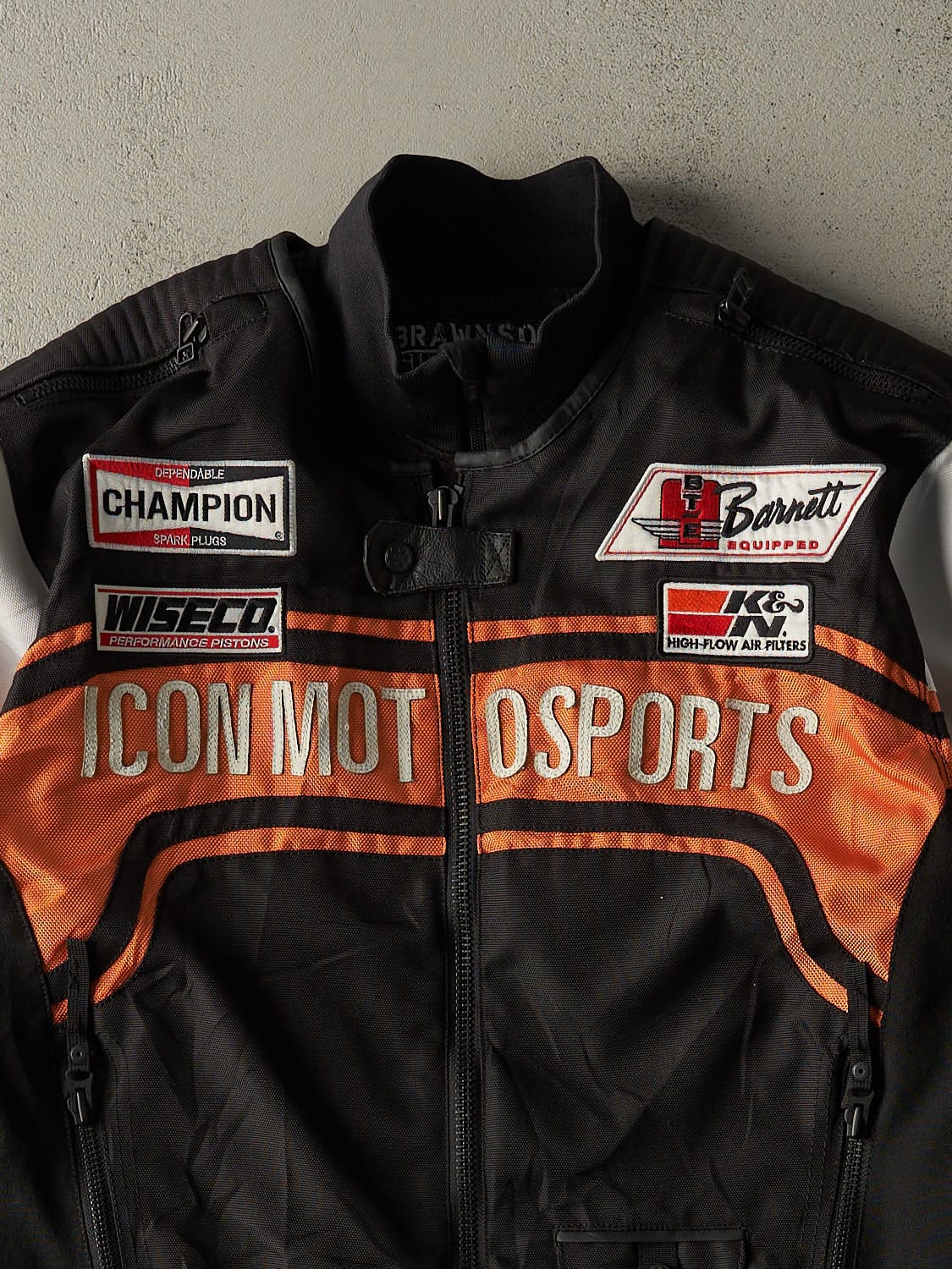 Vintage Y2K Black Icon Motor Sports Racing Jacket (XL)
