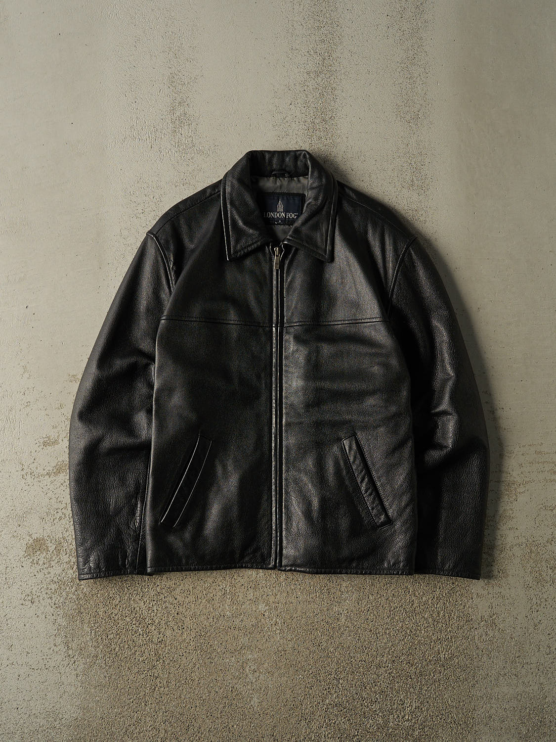 Vintage 90s Black London Fog Leather Jacket (S/M)