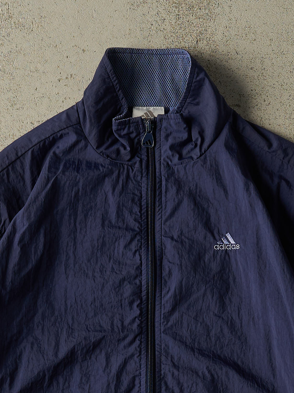 Vintage Y2K Navy Blue Adidas Windbreaker Jacket (S/M)