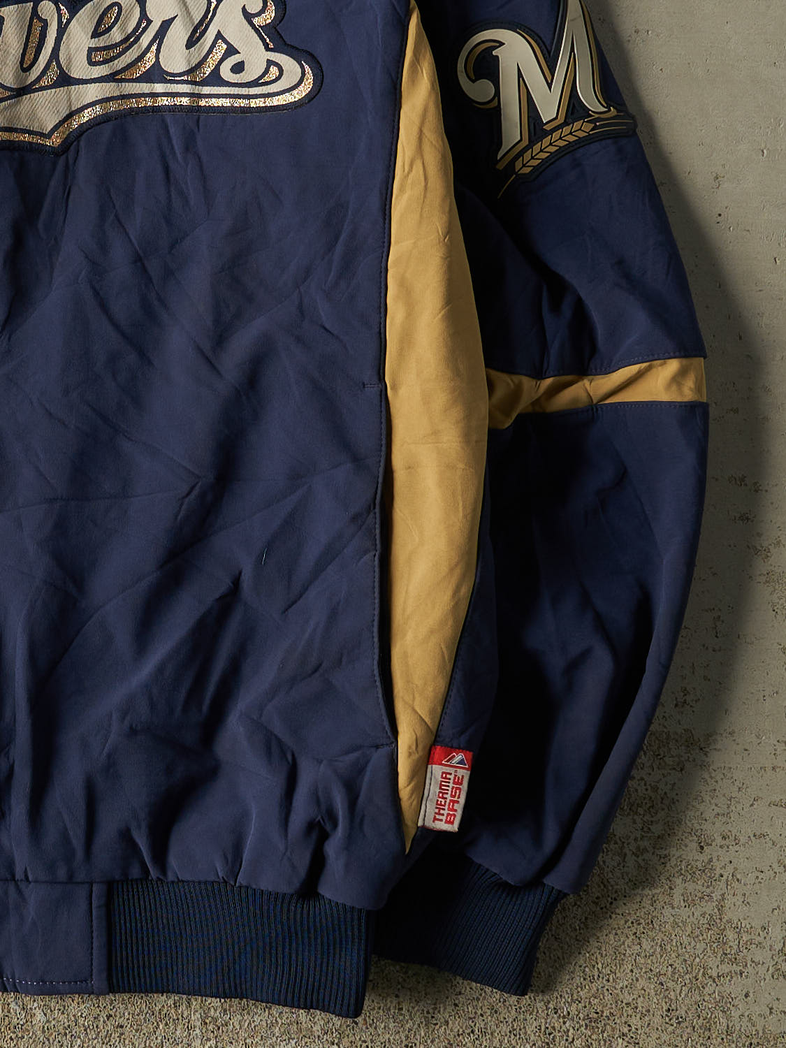 Vintage Y2K Navy Blue Milwaukee Brewers Zip Up Track Jacket (L/XL)