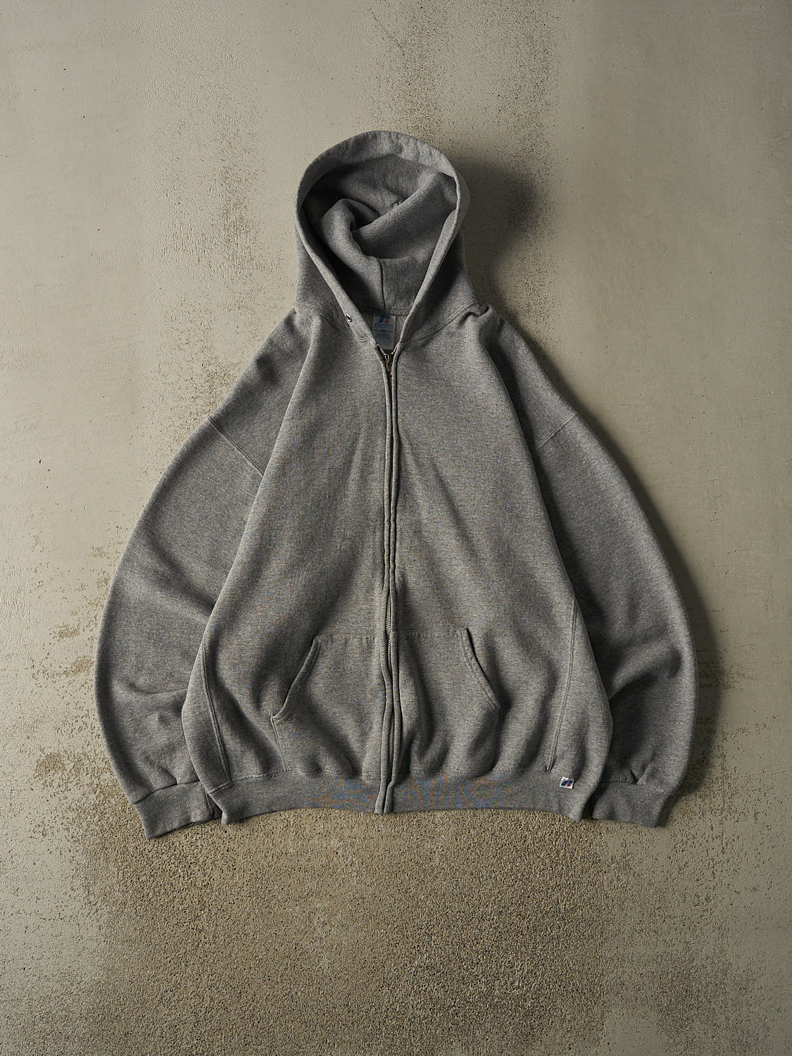 Vintage Y2K Grey Russell Athletic Blank Zip Up Hoodie (XXL)