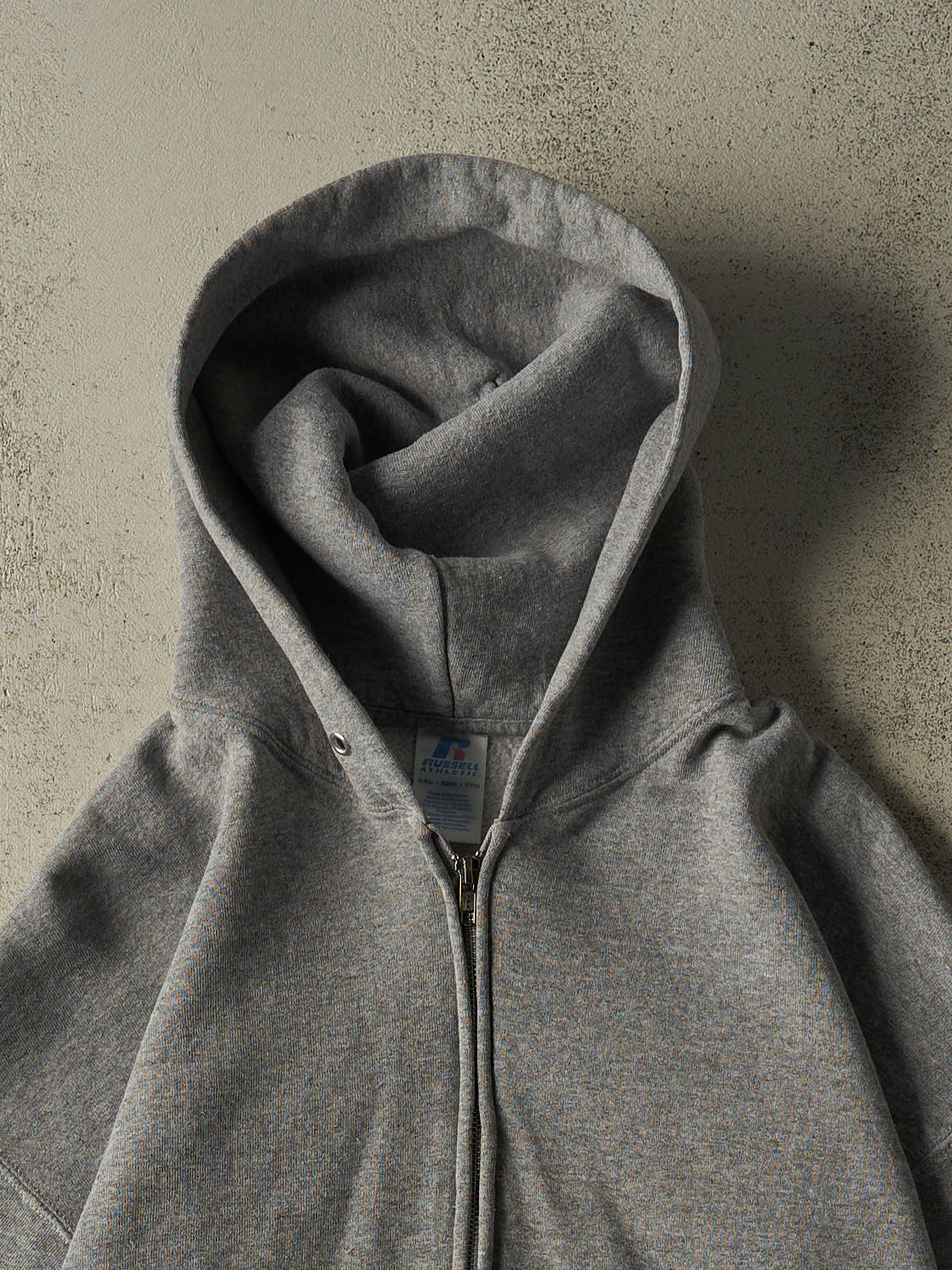 Vintage Y2K Grey Russell Athletic Blank Zip Up Hoodie (XXL)