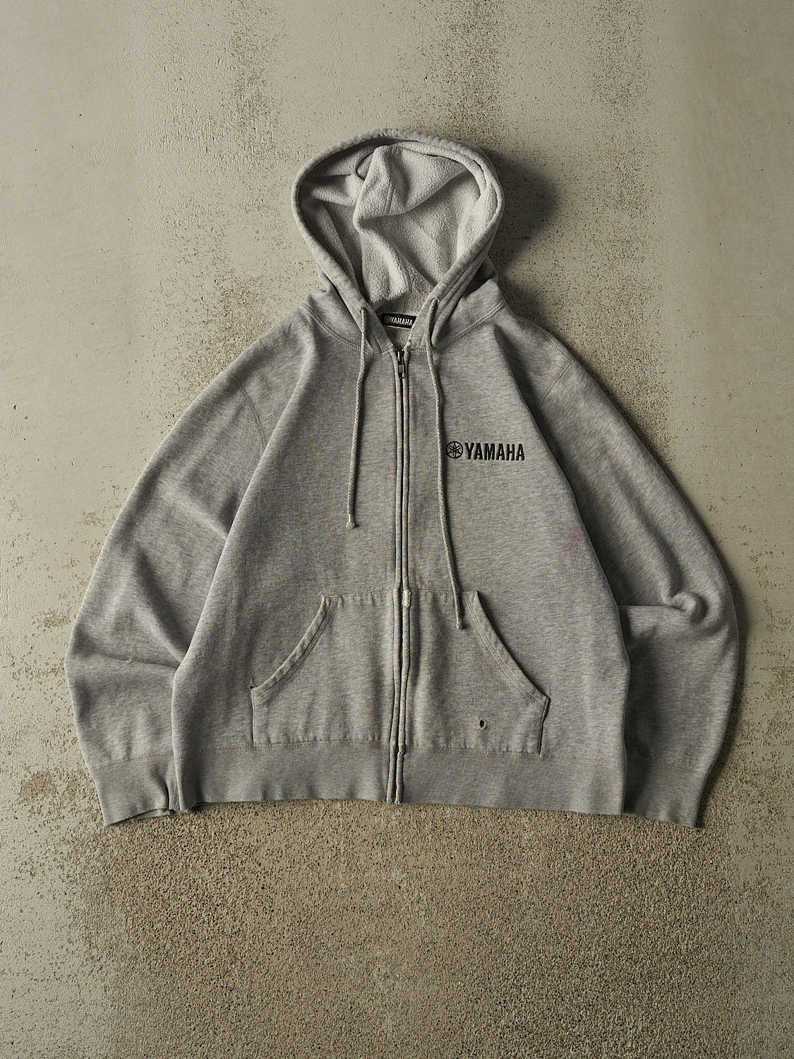 Vintage 90s Grey Yamaha Racing Zip Up Hoodie (XS)