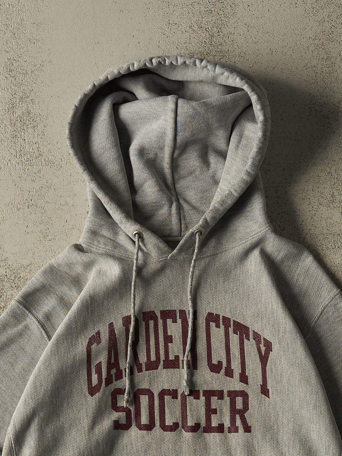 Vintage 90s Grey Champion Reverse Weave Garden City Soccer Hoodie (M)