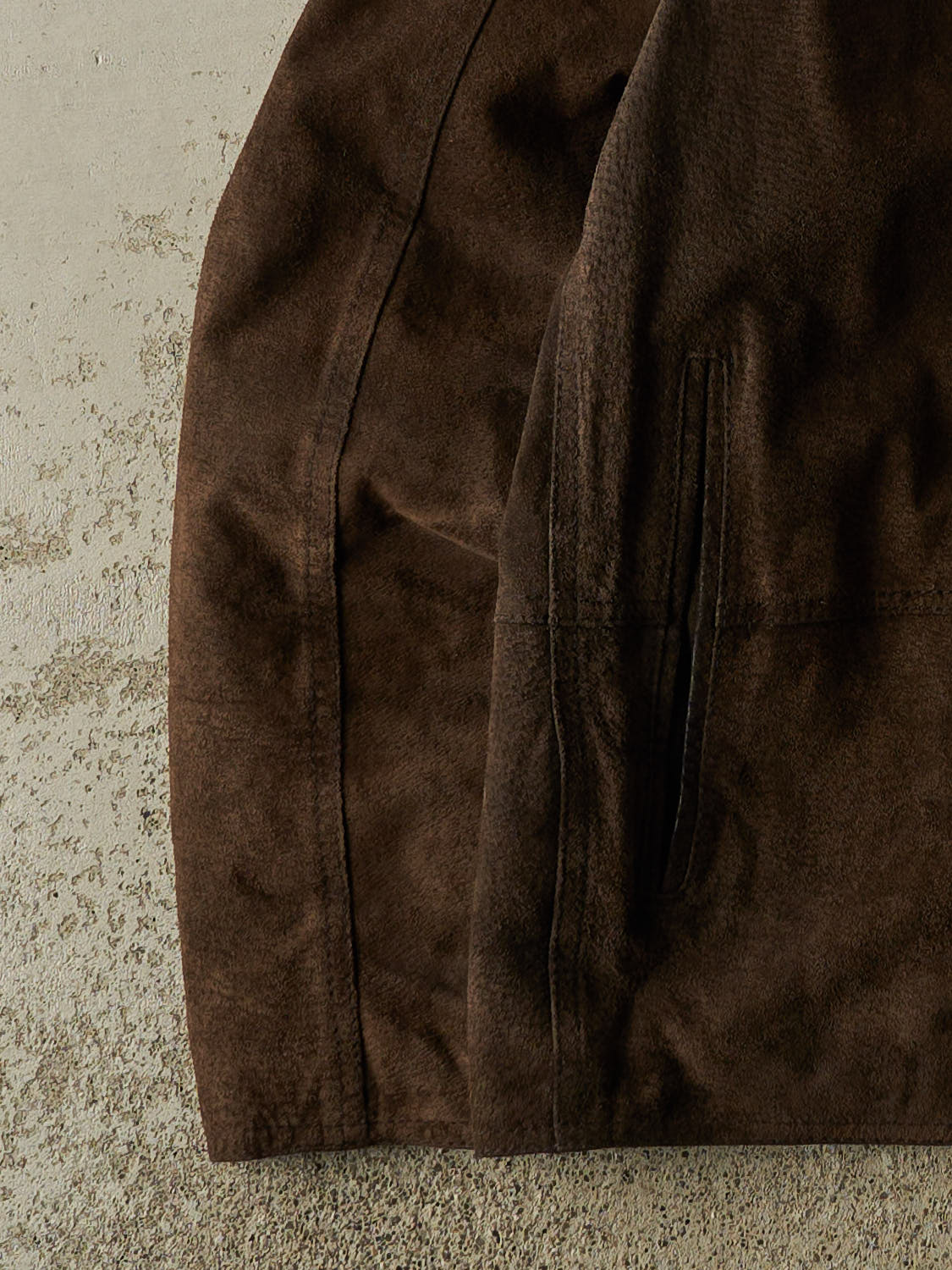 Vintage 90s Brown Suede Funnel Neck Leather Jacket (L/XL)