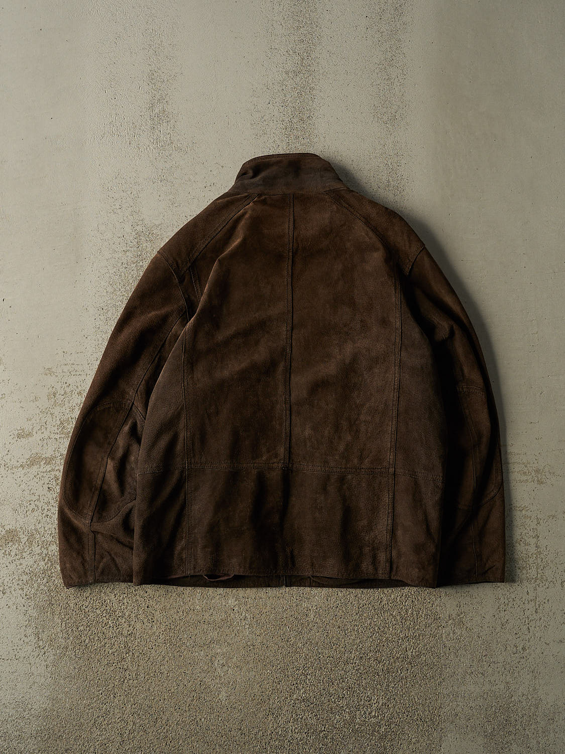 Vintage 90s Brown Suede Funnel Neck Leather Jacket (L/XL)