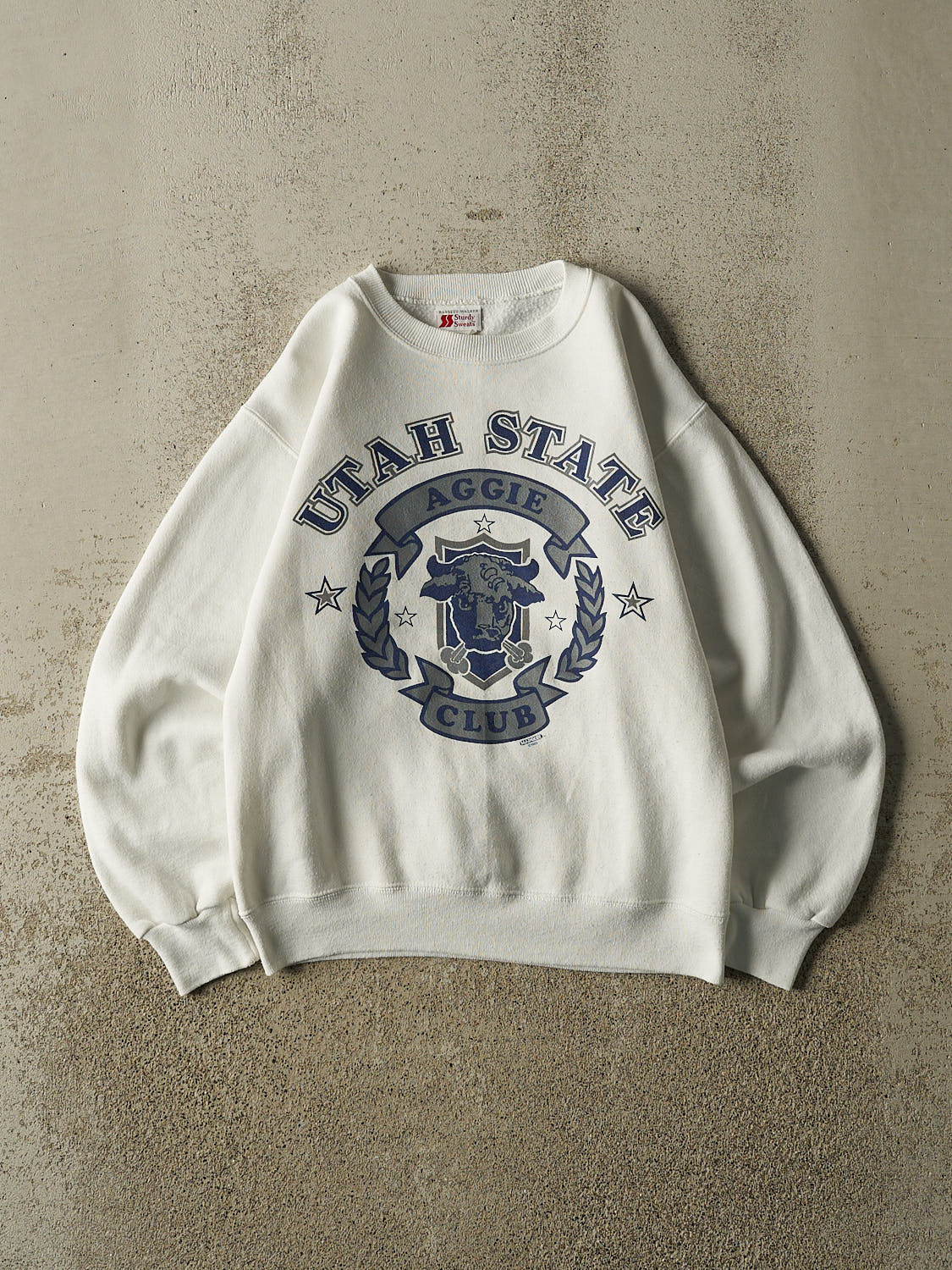 Vintage 89' White Utah State Aggie Club Crewneck (XS/S)