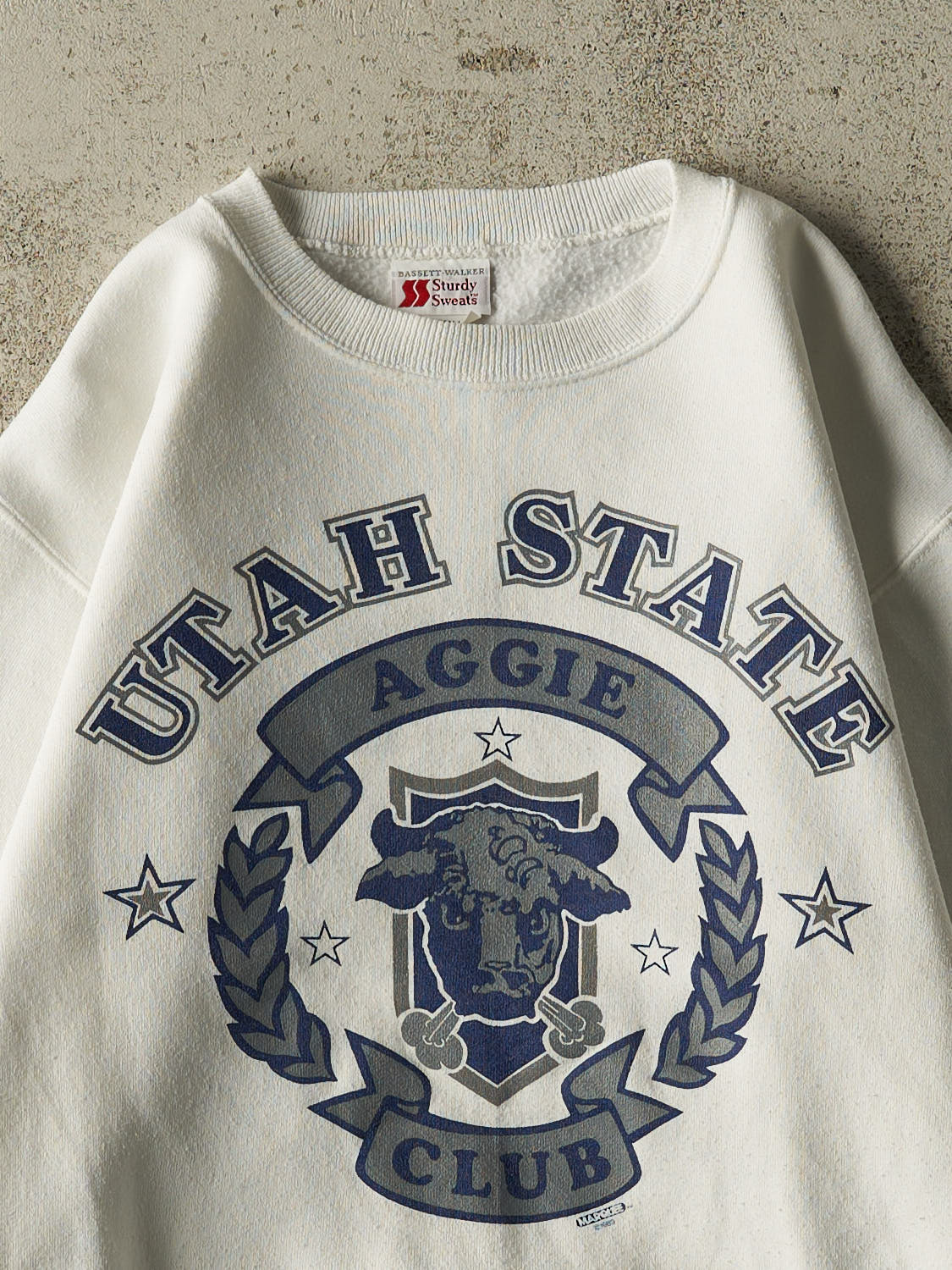 Vintage 89' White Utah State Aggie Club Crewneck (XS/S)