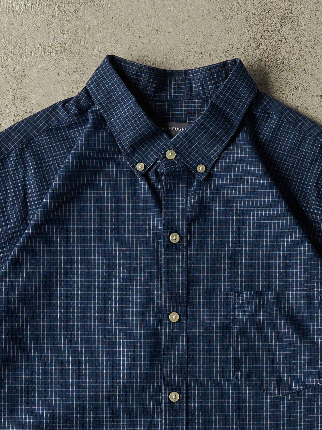Vintage Y2K Blue Van Heusen Button Up Cropped Tee (M/L)
