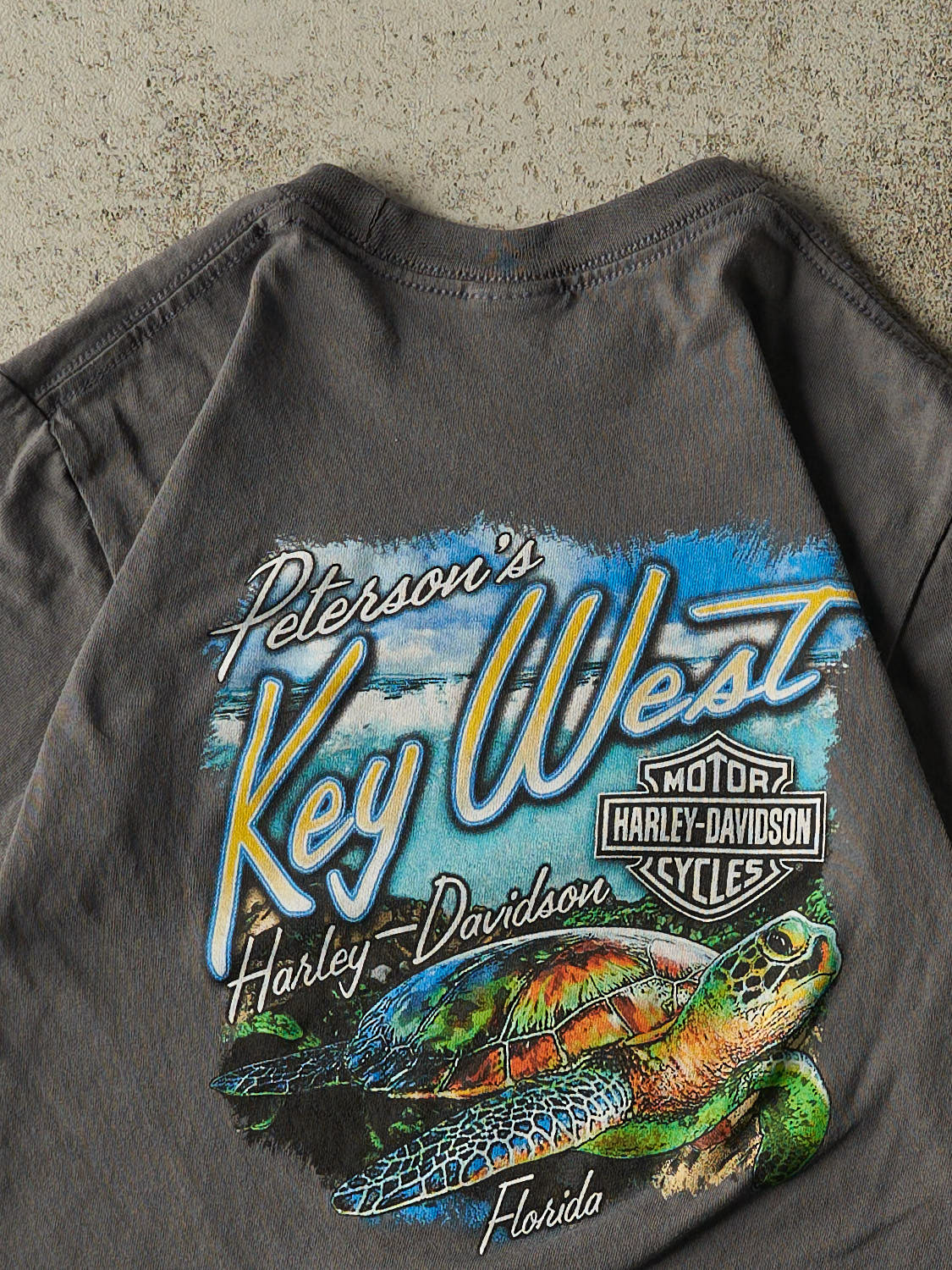 Vintage Y2K Grey Harley Davidson Key West Florida Tee (XXXS/XXS)
