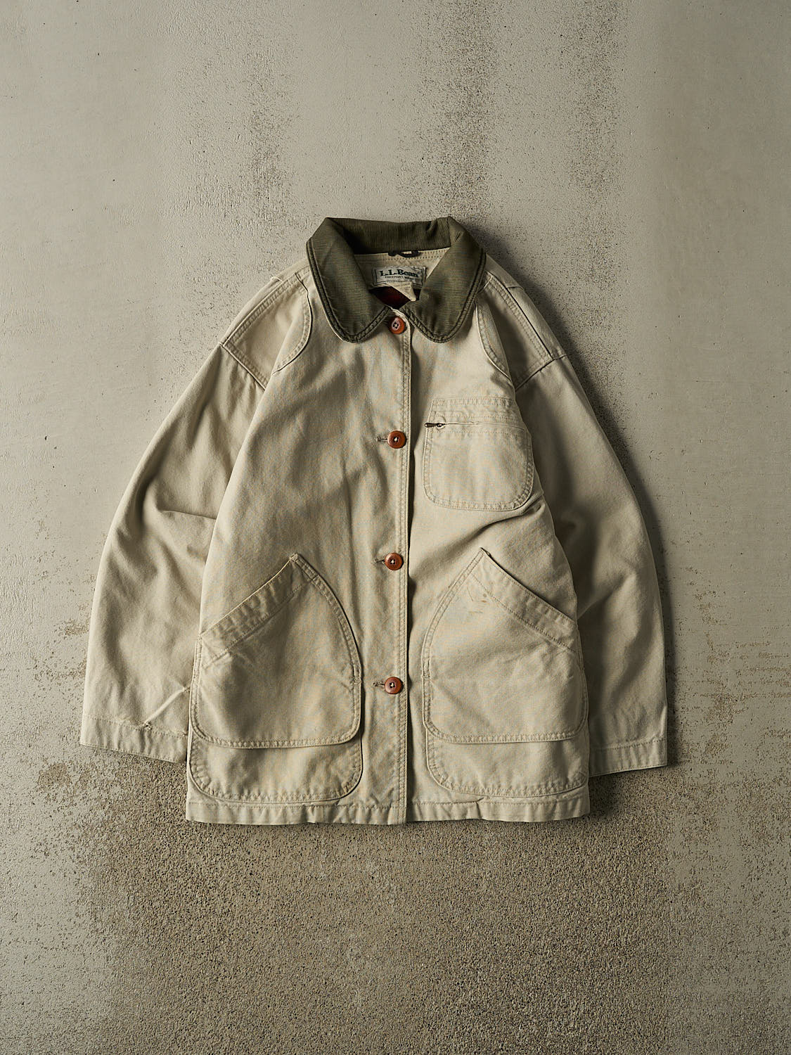 Vintage 90s Beige LL Bean Blanket Lined Chore Jacket (S/M)