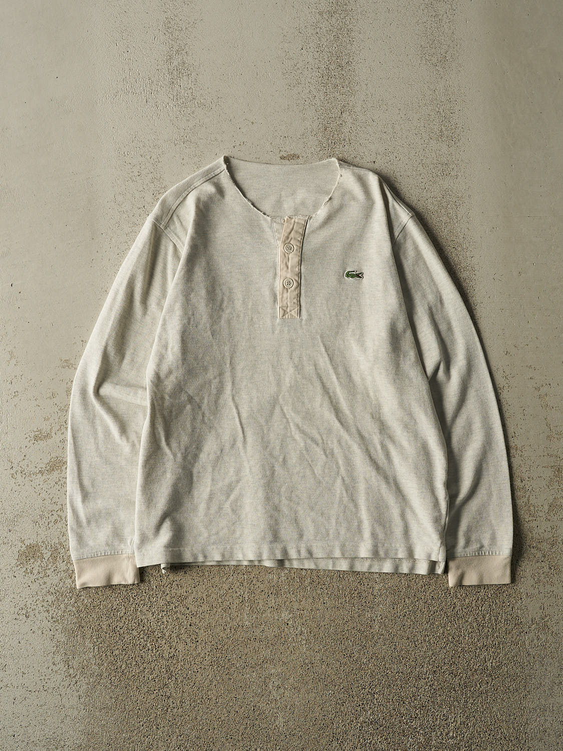Vintage Y2K Grey Lacoste Paris Quarter Button Long Sleeve (M/L)