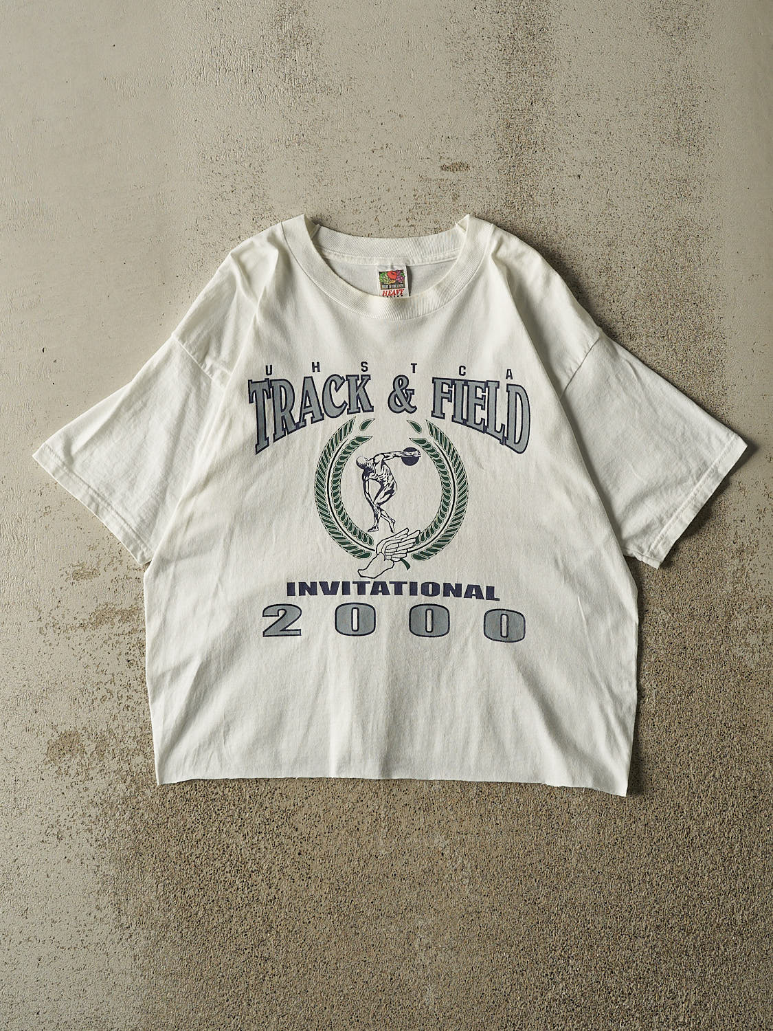 Vintage 00' White UHSTCA Track & Field Invitational Cropped Tee (S/M)
