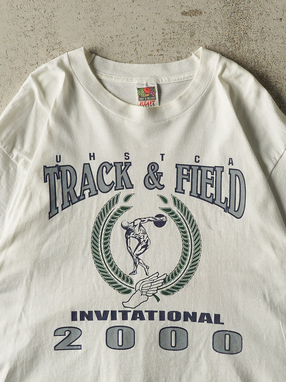 Vintage 00' White UHSTCA Track & Field Invitational Cropped Tee (S/M)