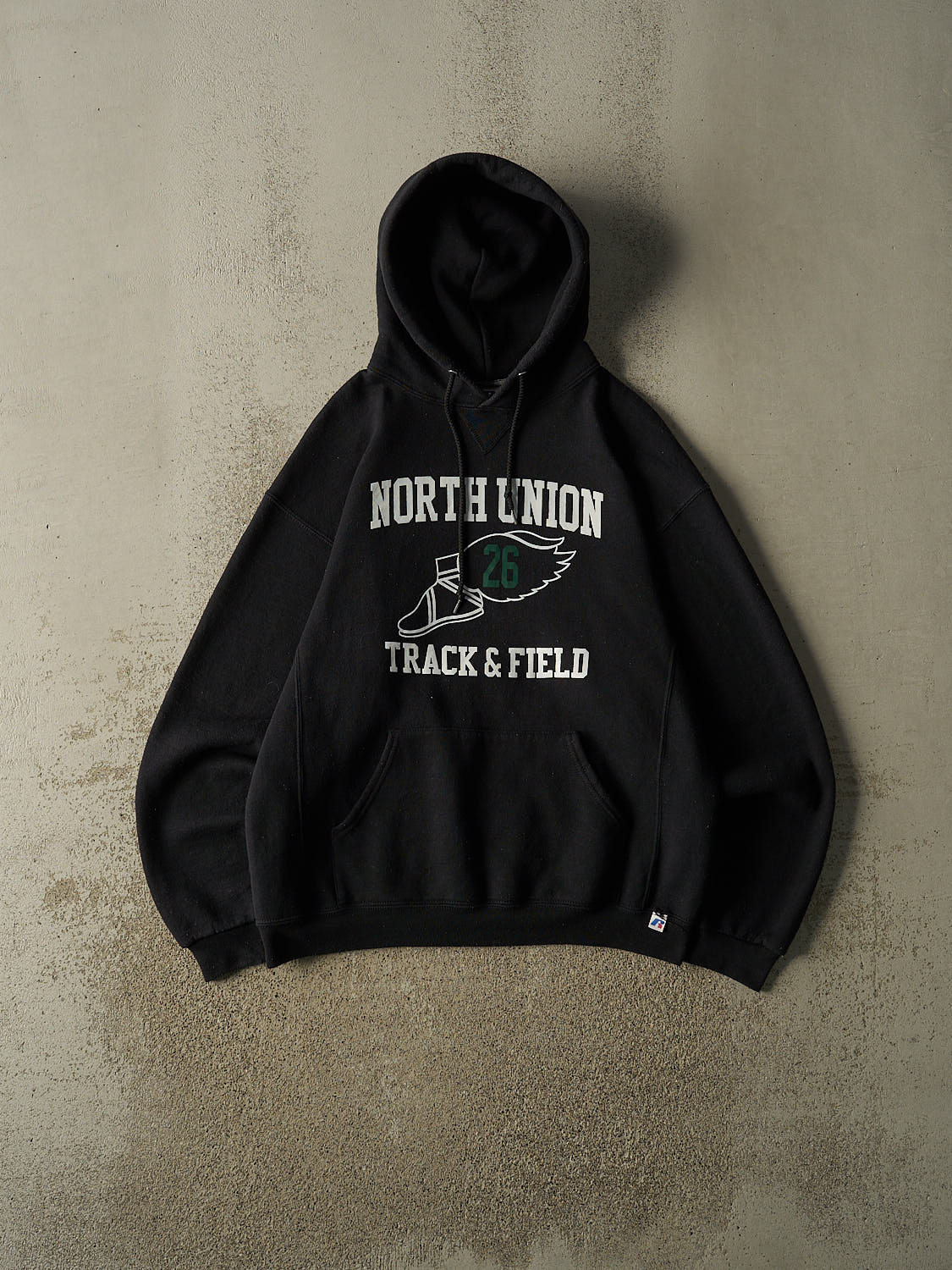 Vintage Y2K Black Russell Athletic North Union Track & Field Hoodie (L)