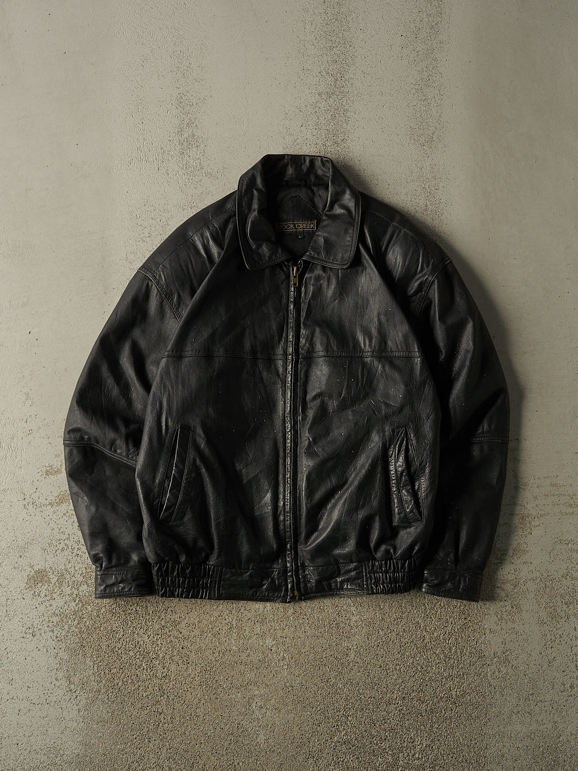 Vintage 90s Black Leather Bomber Jacket (L/XL)