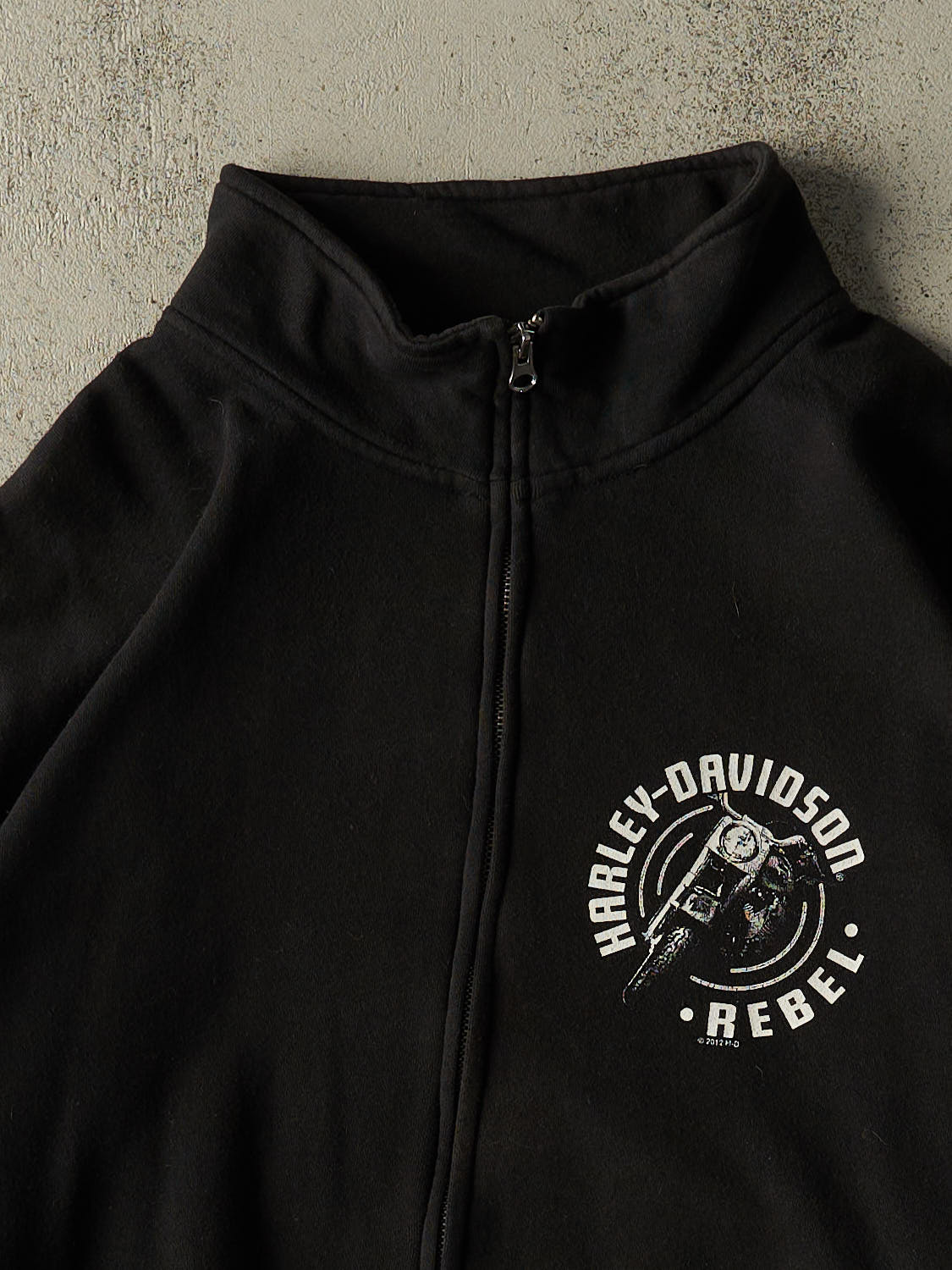 Vintage 12' Black Harley Davidson Thunder Bay Zip Up Sweater (XL/XXL)