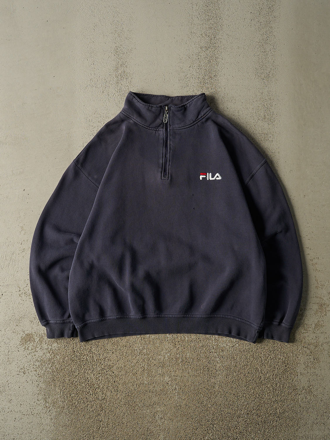 Vintage 90s Faded Navy Fila Quarter Zip Sweater (L/XL)