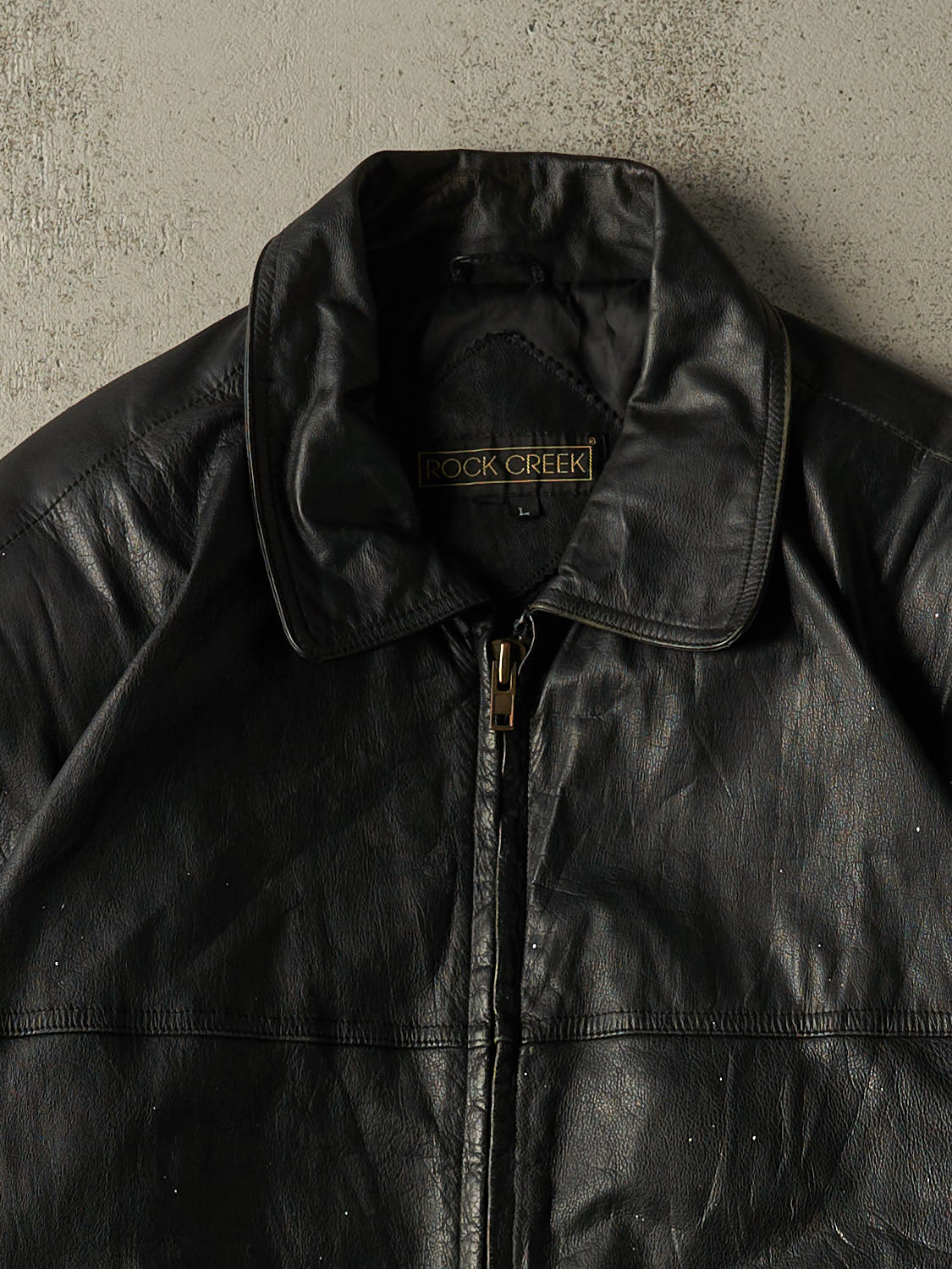Vintage 90s Black Leather Bomber Jacket (L/XL)