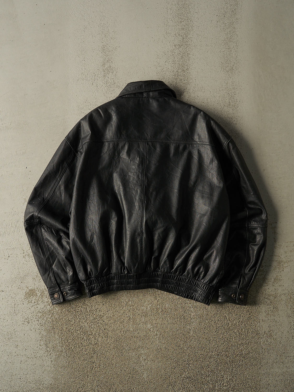Vintage 90s Black Leather Bomber Jacket (L/XL)
