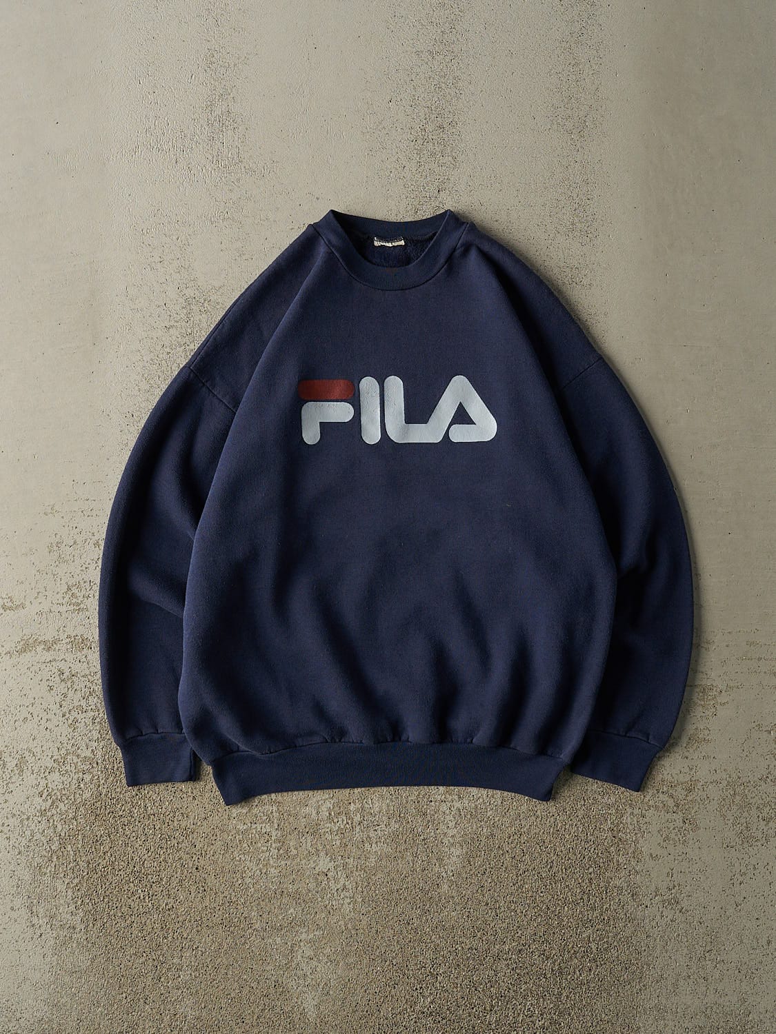 Vintage 90s Navy Blue Fila Logo Crewneck (M)