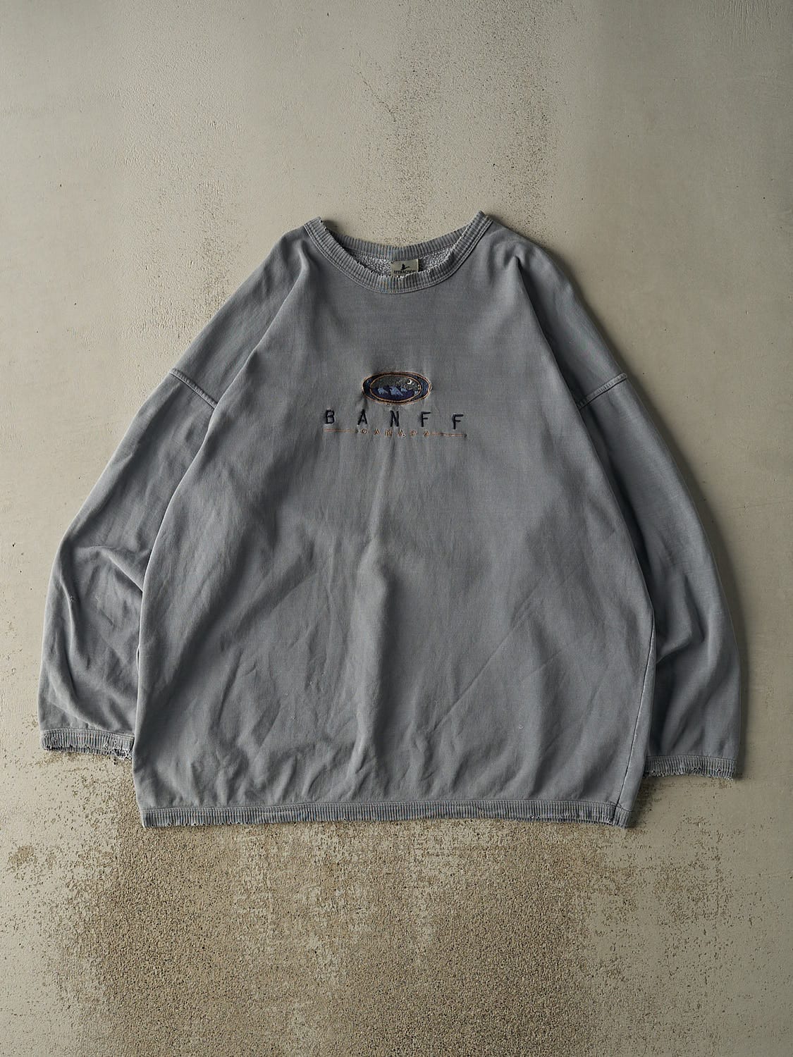 Vintage 90s Washed Blue Banff Embroidered Crewneck (XXL/XXL)